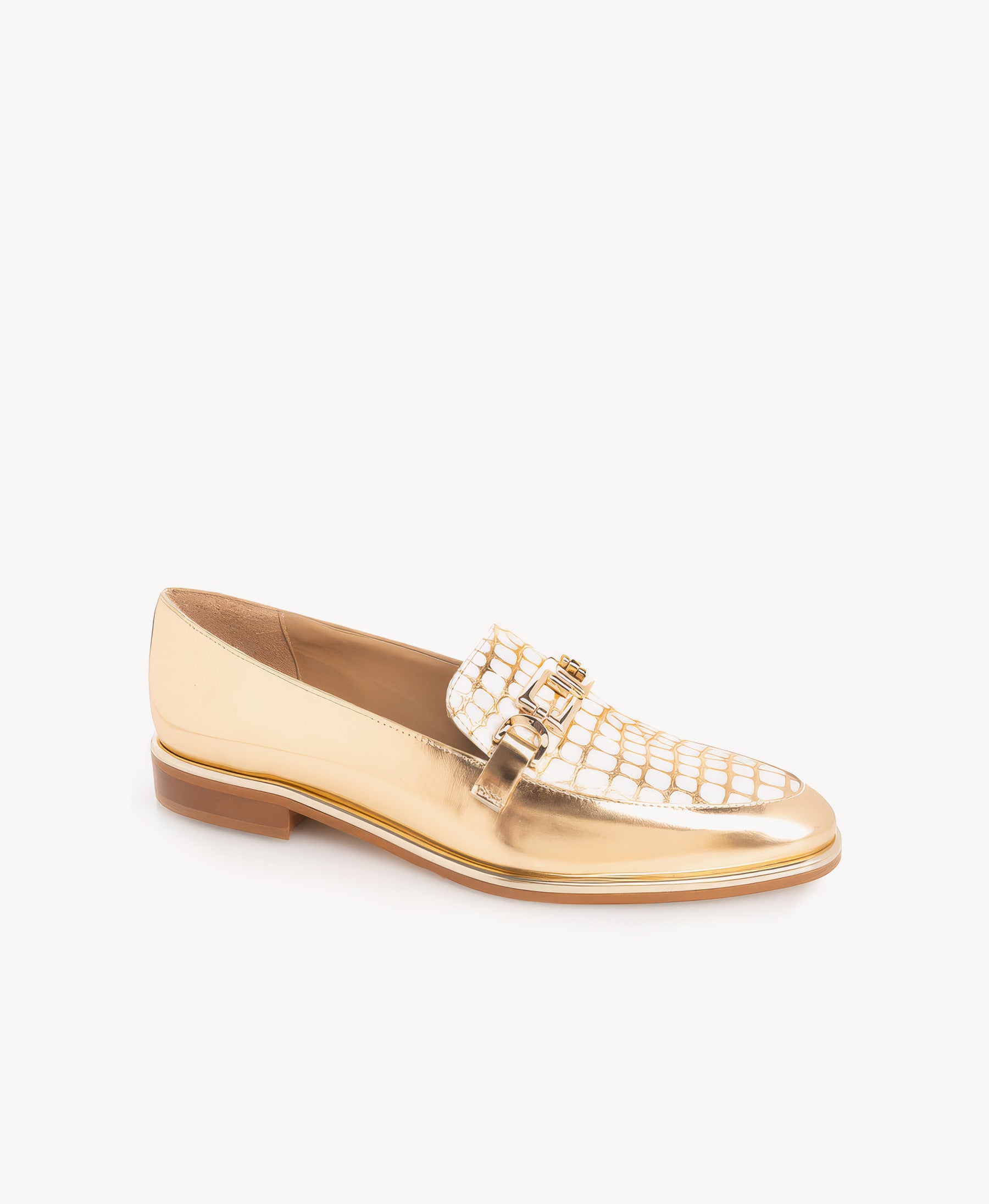 Gold & White Loafer