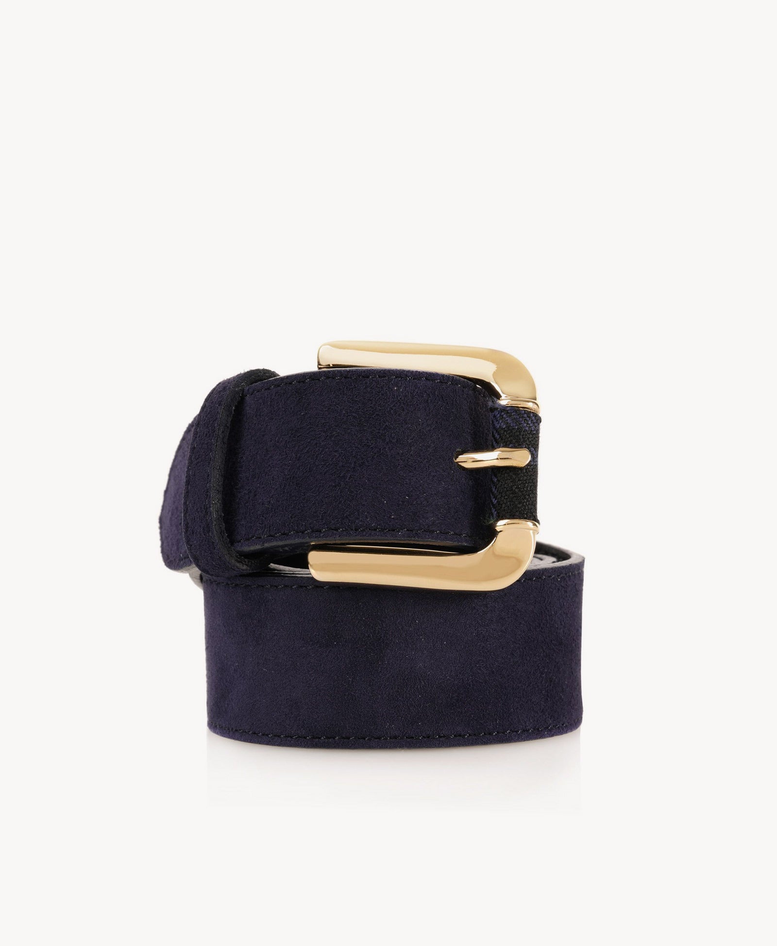 Navy Suede Belt - Gold Hardware