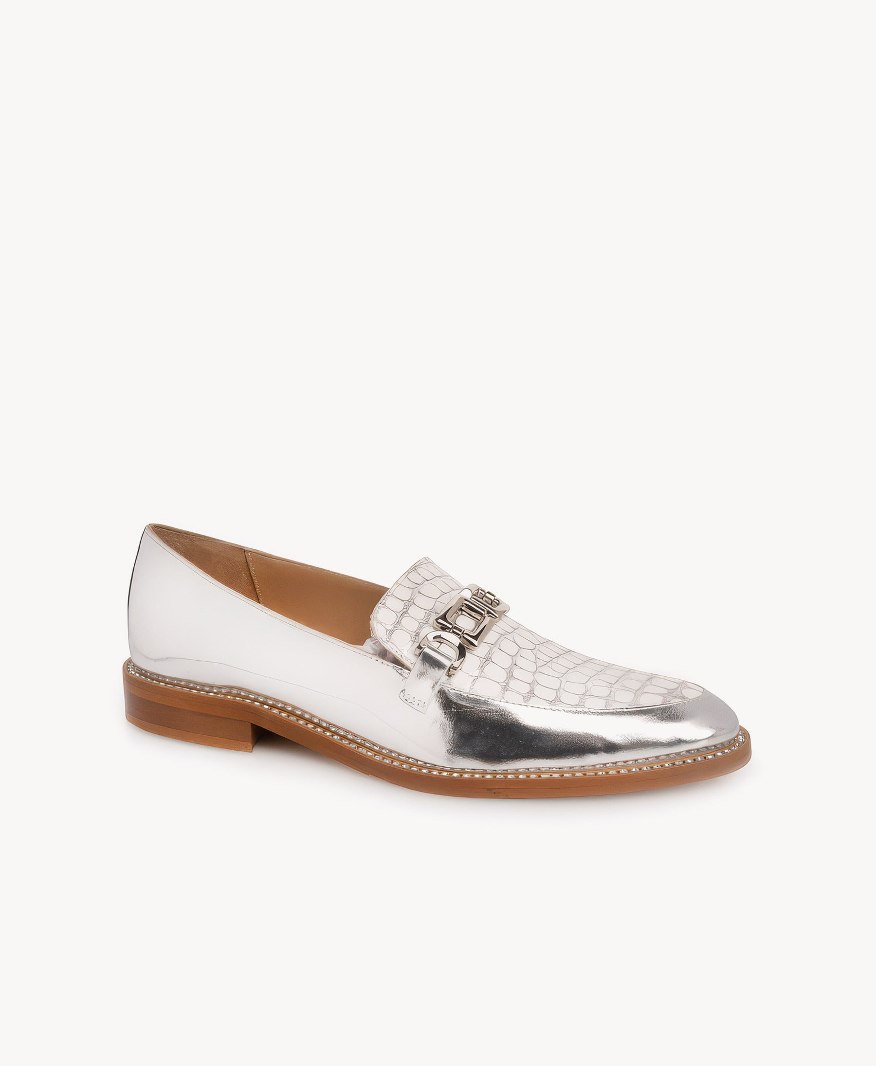 Silver & White Loafer