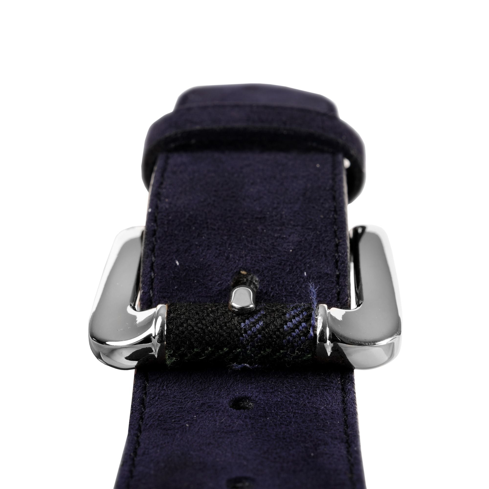Navy Suede Belt - Silver Hardware