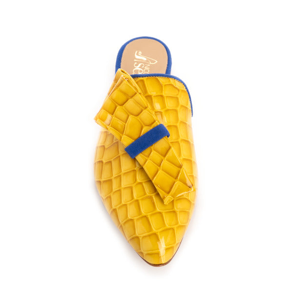 Yellow Croc Pointed Mule