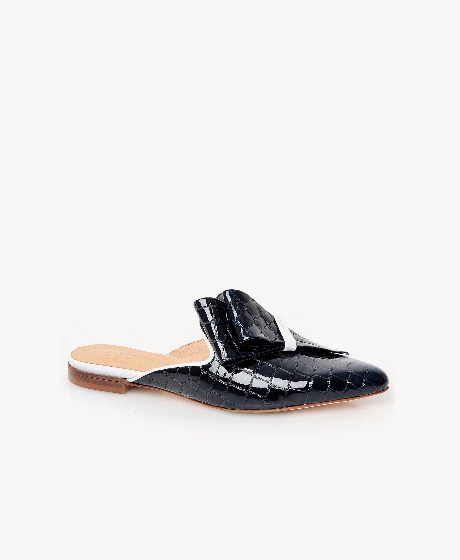 Navy Croc Mule
