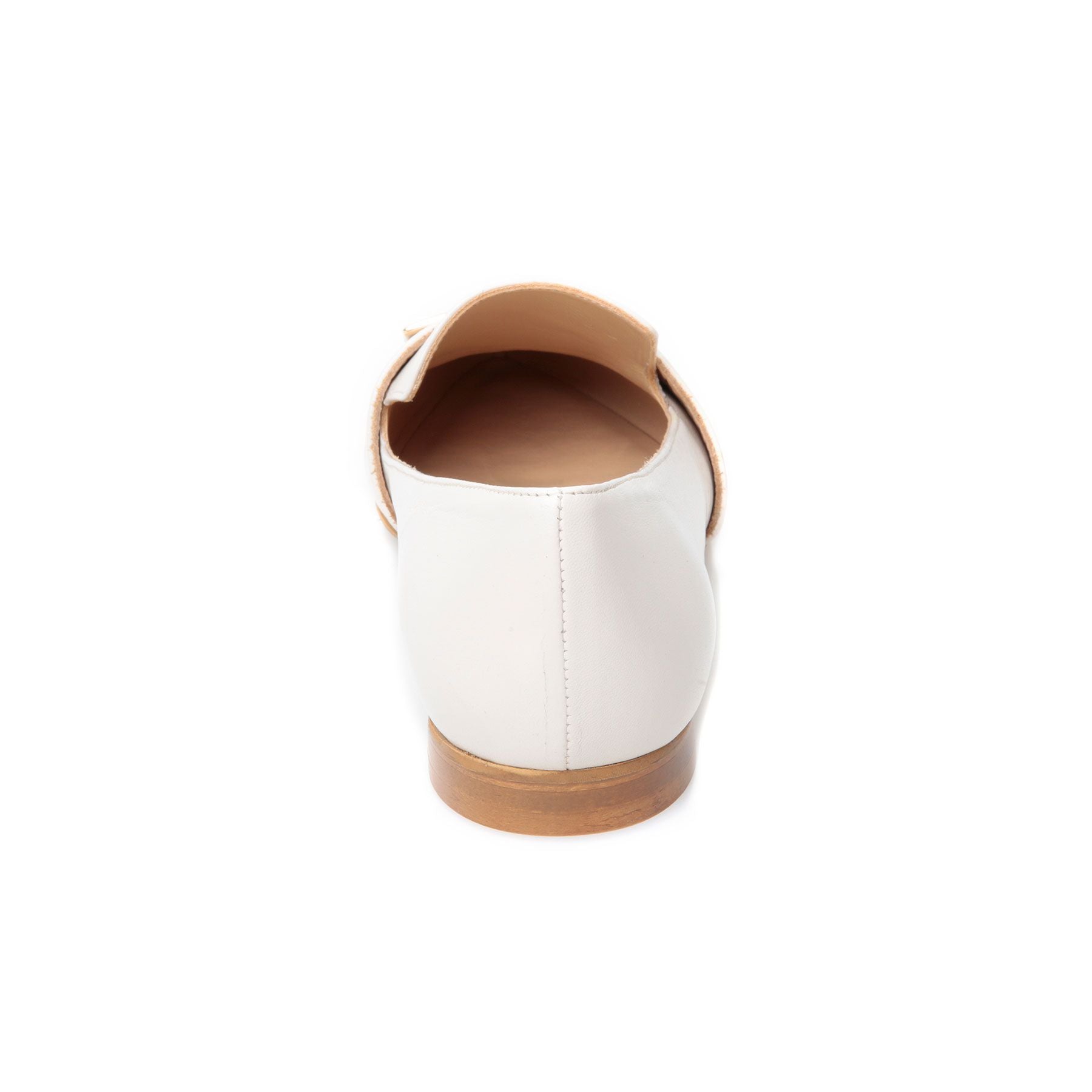 Cream Leather Pointed Pump