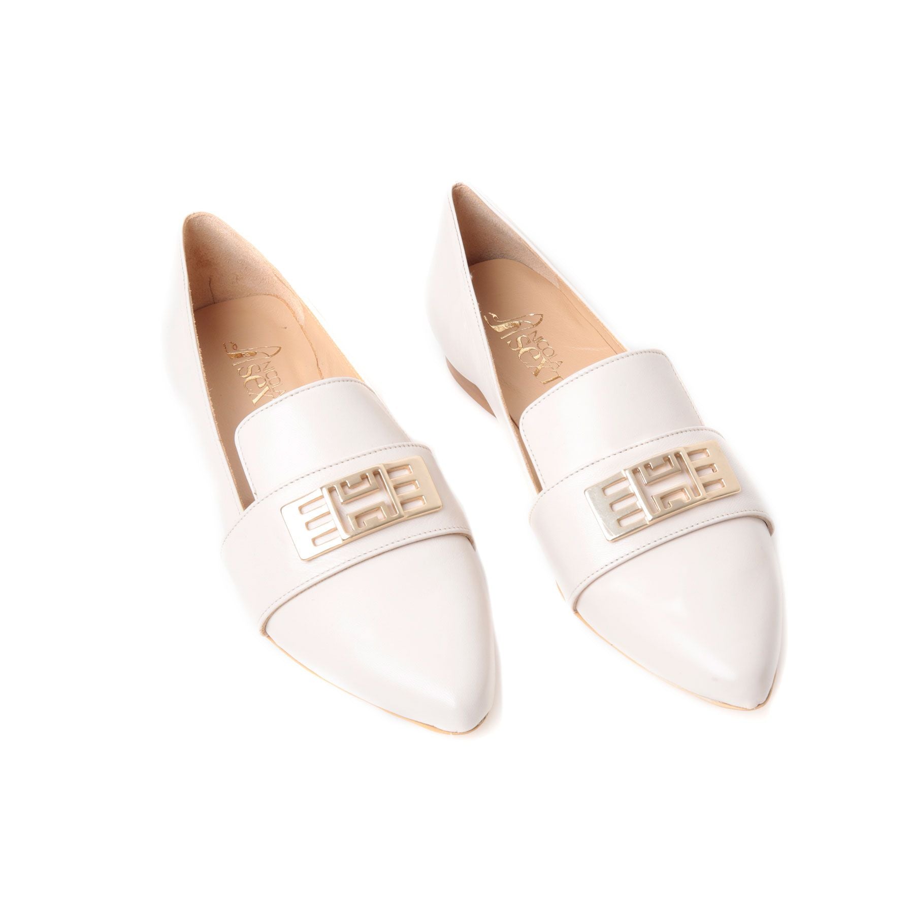 Cream Leather Pointed Pump