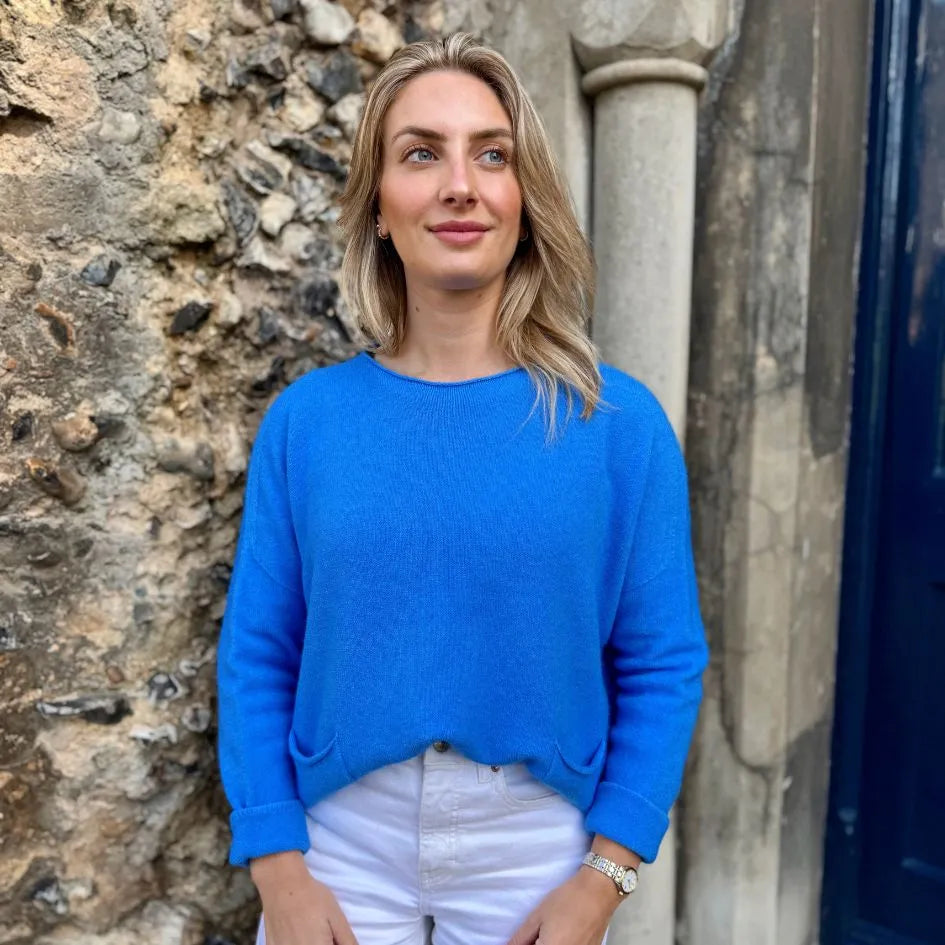 Lucia Pocket Knit – Royal Blue