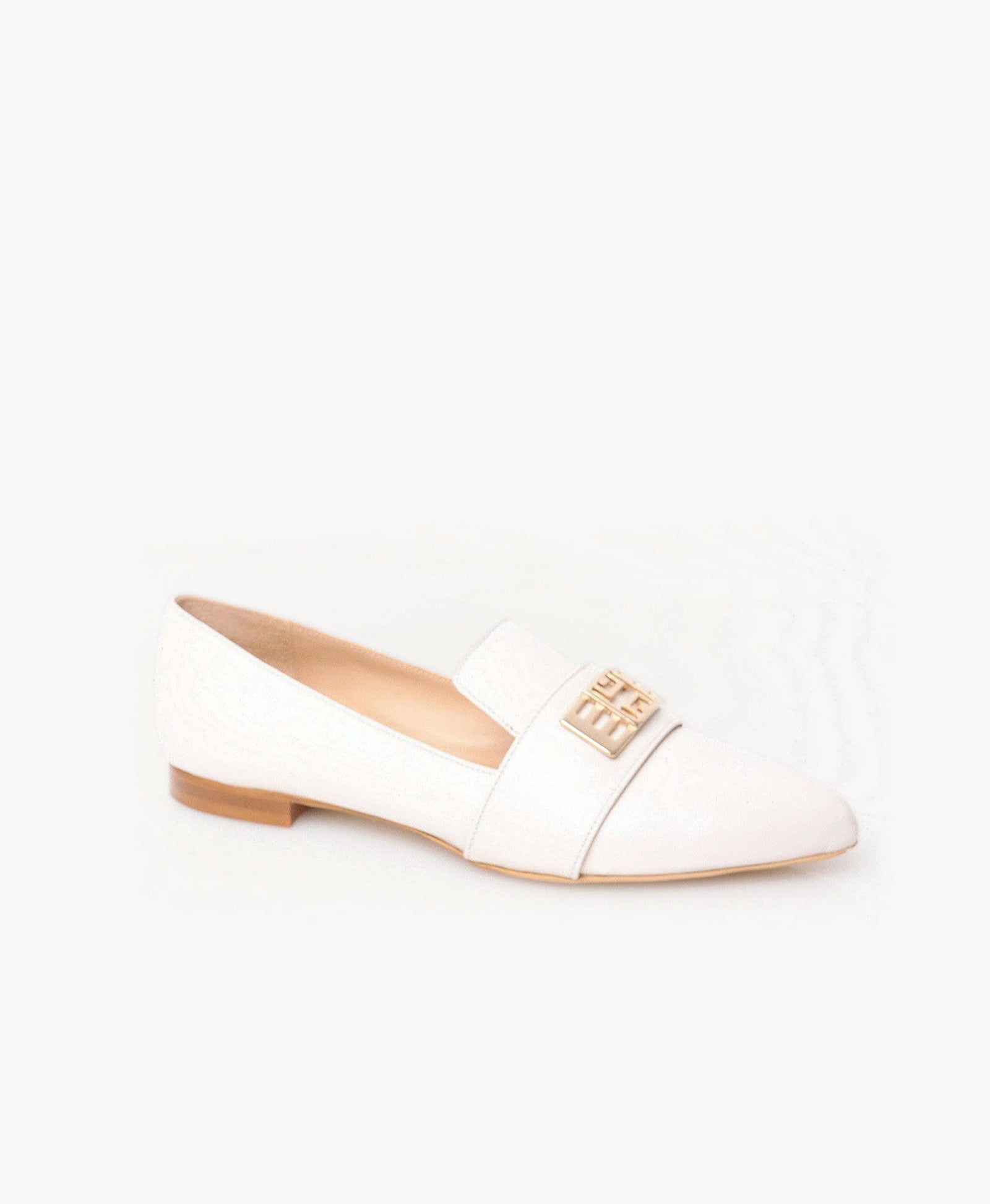 Cream Leather Pointed Pump
