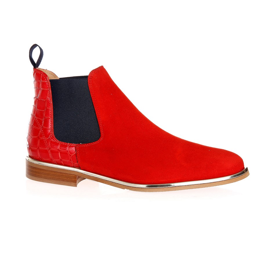 red suede chelsea boots