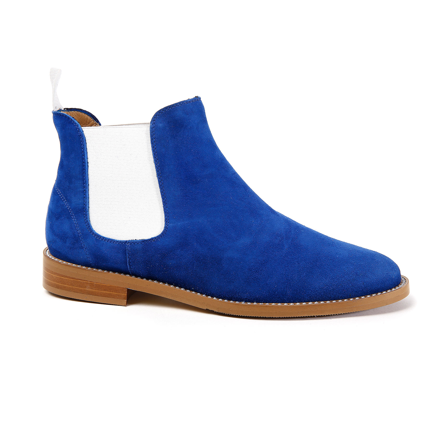 blue suede chelsea boots