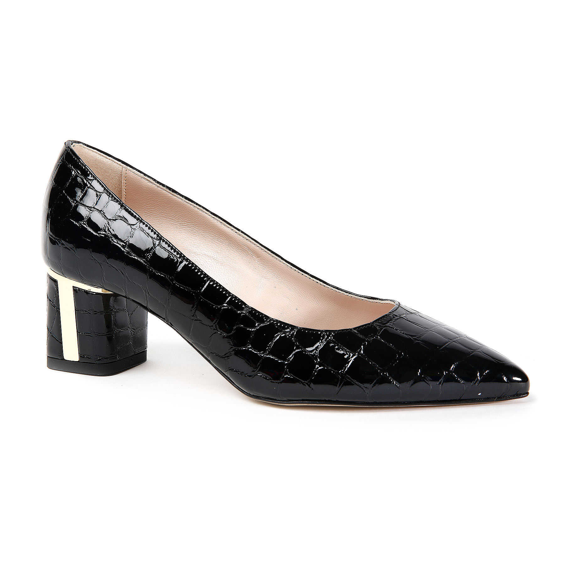 black court shoes block heel leather