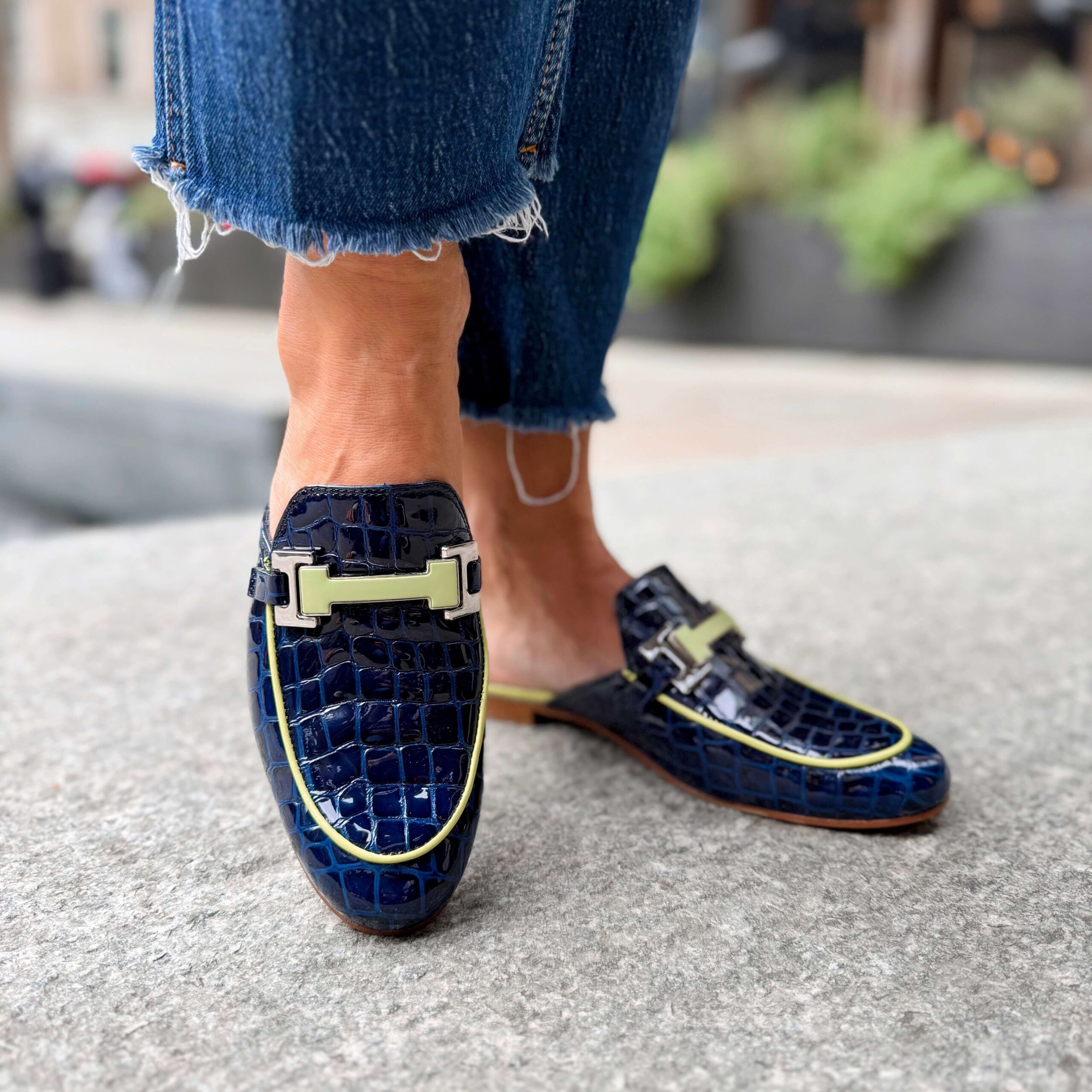 Navy Croc Mule - Image 2