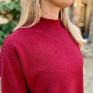 deep red high neck knit