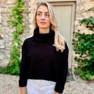 black roll neck knit