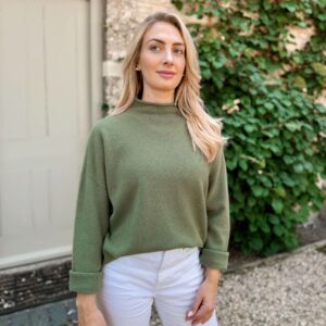 olive green khaki high neck knit