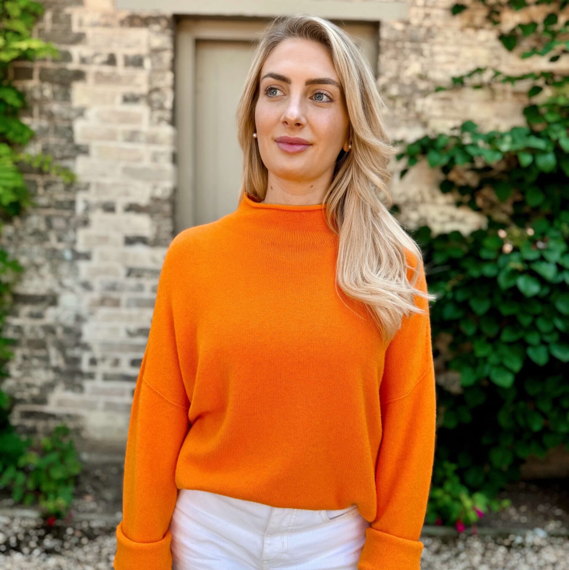 orange high neck knit