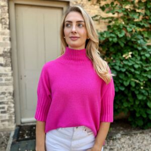pink short sleeved knit