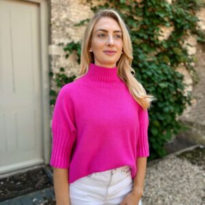 pink short sleeved knit