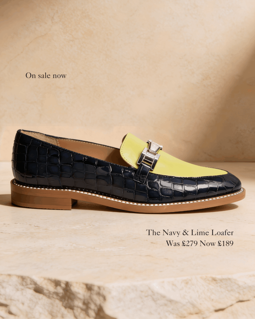 Nicola Sexton navy and lime loafer ladies navy loafer